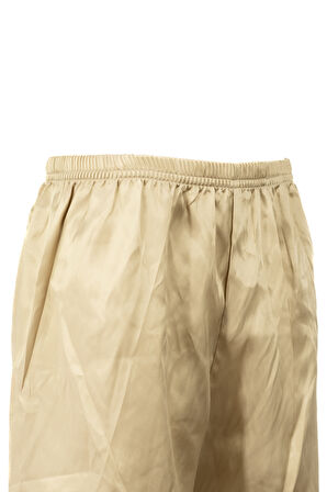 Oppland Erkek Saten Kumaş Şort Düz Renk Beli Lastikli Cepsiz Hafif Kumaş