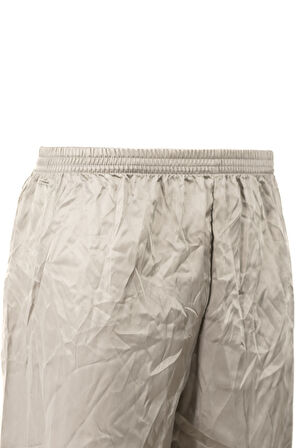 Oppland Erkek Saten Kumaş Şort Düz Renk Beli Lastikli Cepsiz Hafif Kumaş