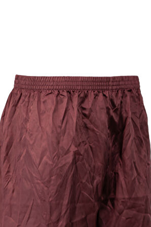 Oppland Erkek Saten Kumaş Şort Düz Renk Beli Lastikli Cepsiz Hafif Kumaş