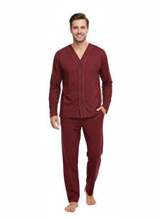 Oppland Erkek Pijama Takımı Pamuk Kumaş Klasik Model Cepli Rahat Tam Kalıp OPEPT26PIEROMOD94