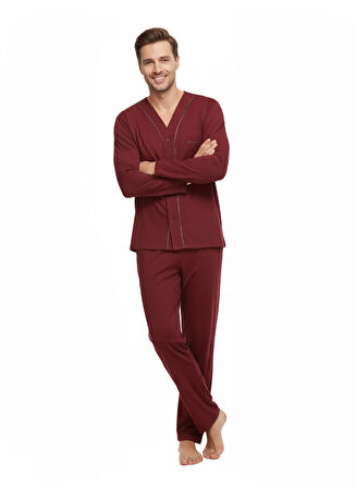 Oppland Erkek Pijama Takımı Pamuk Kumaş Klasik Model Cepli Rahat Tam Kalıp OPEPT26PIEROMOD94
