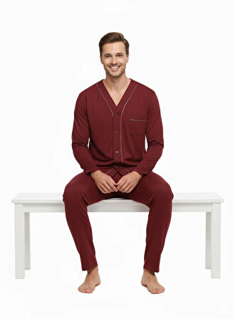 Oppland Erkek Pijama Takımı Pamuk Kumaş Klasik Model Cepli Rahat Tam Kalıp OPEPT26PIEROMOD94