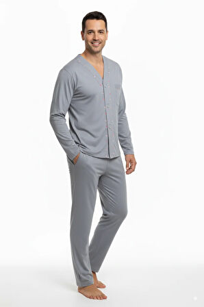 Oppland Erkek Pijama Takımı Pamuk Kumaş Klasik Model Cepli Rahat Tam Kalıp OPEPT26PIEROMOD94