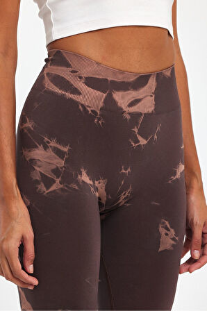 KADIN Dikişsiz Toparlayıcı Batik Tayt / Push-Up Spor Tayt