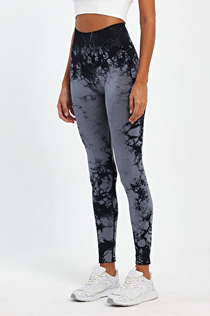 KADIN Dikişsiz Toparlayıcı Batik Tayt / Push-Up Spor Tayt