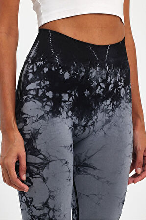 KADIN Dikişsiz Toparlayıcı Batik Tayt / Push-Up Spor Tayt