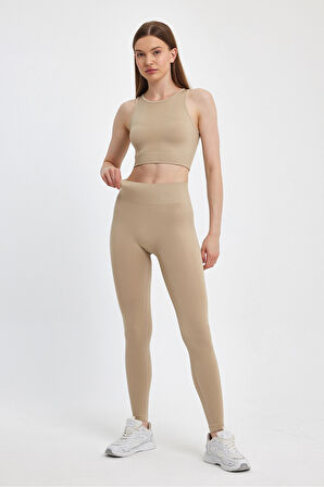 Alt Üst Takım Seamless Yüksek Bel Esnek ve Toparlayıcı Tayt ve Askılı Büstiyer