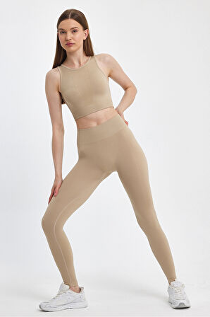 Alt Üst Takım Seamless Yüksek Bel Esnek ve Toparlayıcı Tayt ve Askılı Büstiyer