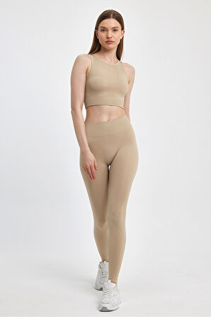 Alt Üst Takım Seamless Yüksek Bel Esnek ve Toparlayıcı Tayt ve Askılı Büstiyer