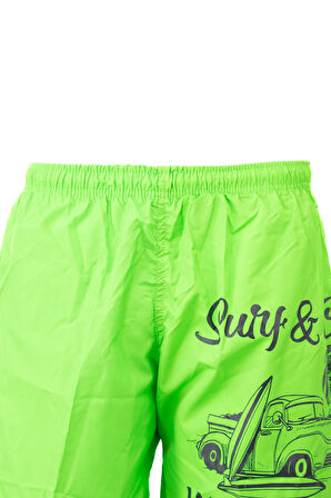 Oppland Erkek Deniz Havuz Şortu Sportif Baskılı Beli Lastikli ve Cepli SuTutmayan Hafif Kumaş