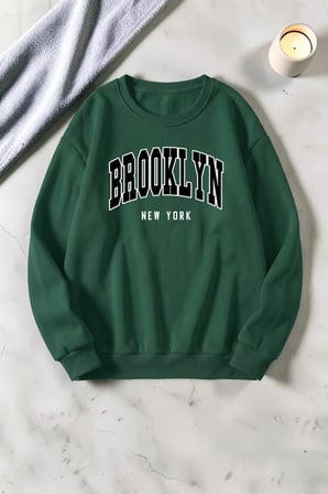 Unisex Baskılı Bisiklet Yaka Sweatshirt