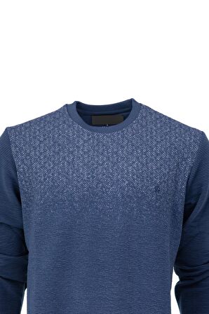 Erkek Mevsimlik Doğal Pamuklu Şık Sweatshirt Bisiklet Yaka Panolu Rahat Kesim Tam Kalıp