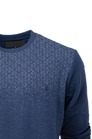 Erkek Mevsimlik Doğal Pamuklu Şık Sweatshirt Bisiklet Yaka Panolu Rahat Kesim Tam Kalıp