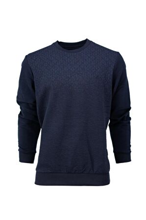 Erkek Mevsimlik Doğal Pamuklu Şık Sweatshirt Bisiklet Yaka Panolu Rahat Kesim Tam Kalıp