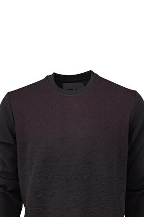 Erkek Mevsimlik Doğal Pamuklu Şık Sweatshirt Bisiklet Yaka Panolu Rahat Kesim Tam Kalıp