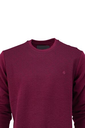 Erkek Mevsimlik Doğal Pamuklu Şık Sweatshirt Bisiklet Yaka Panolu Rahat Kesim Tam Kalıp