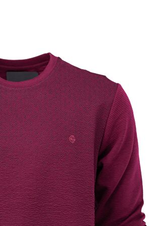 Erkek Mevsimlik Doğal Pamuklu Şık Sweatshirt Bisiklet Yaka Panolu Rahat Kesim Tam Kalıp