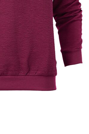 Erkek Mevsimlik Doğal Pamuklu Şık Sweatshirt Bisiklet Yaka Panolu Rahat Kesim Tam Kalıp