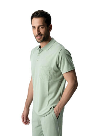 Oppland Erkek Polo Yaka Marka Arma Cepli Kısa Kollu Rahat Tam Kalıp Premium Pamuklu Kumaş T-Shirt