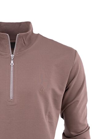 Erkek Mevsimlik Yarım Fermuarlı TamKalıp Likralı Premium Pamuklu Kumaş iki iplik Sweatshirt