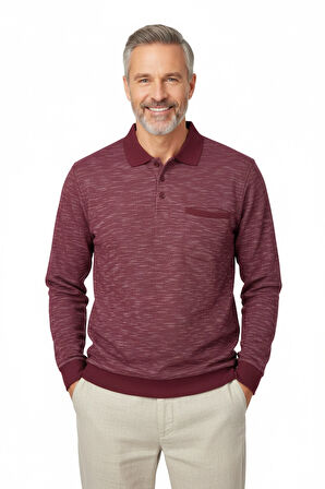 Oppland Erkek Kışlık Polo Yaka Kazak Pamuklu Örme Klasik Kırçıllı Selanik Düğmeli Fleto Cepli Rahat