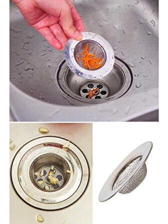 Sermetsüsdünyası Pratik Paslanmaz Çelik Lavabo Süzgeci 7,5cm Çelik Mutfak Lavabo Süzgeci Evye Süzgeç - 1 Adet