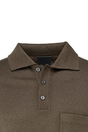Erkek Uzun Kollu Polo Yaka Klasik Model Cepli Rahat Kesim Tam Kalıp Yünlü Dokuma Kazak