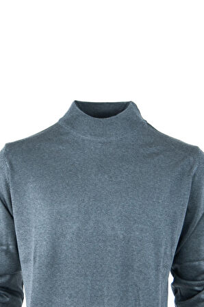 Oppland Erkek Uzun Kollu Yarım Balıkçı Yaka Klasik Model Rahat Kesim ince Yünlü Dokuma Kazak