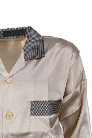 Oppland Erkek Pijama Takımı Şık Klasik Model Premium Lüks Saten Kumaş Voldam Model Cepli Tam Kalıp