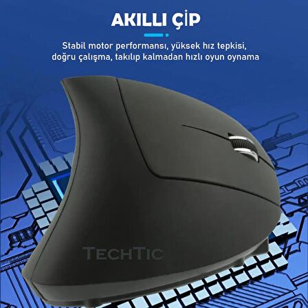 TechTic Kablosuz Oyuncu Mouse Bilek Destekli Ergonomik Dikey Mouse Vertical Mouse Fare Gamer 1600 DPI