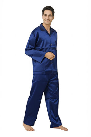 Oppland Erkek Pijama Takımı Saten Kumaş Klasik Model Cepli Rahat Tam Kalıp OPEPT25PIEROMOD87