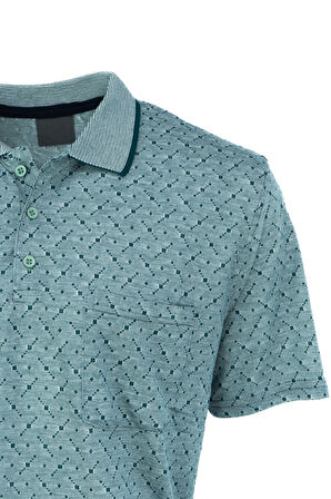 Oppland Erkek T-shirt Yazlık Cepli Kısa Kollu Modern Jakarlı Karelli Model Rahat Kesim Pamuklu Kumaş