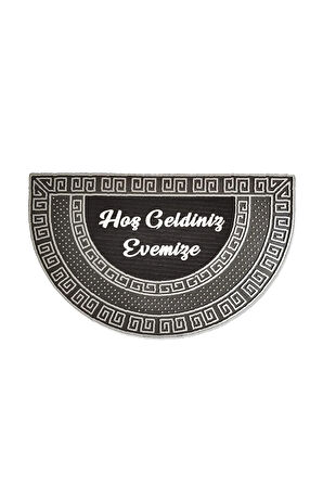 Dış Kapı Önü Paspası Oval gümüş Renk Kaymaz Taban hoş geldiniz yazılı