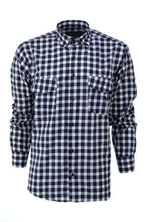 Oppland Erkek Yazlık Klasik Gömlek Kapaklı Çift Cepli Uzun Kollu Ekose Desenli Şık Model Tam Kalıp