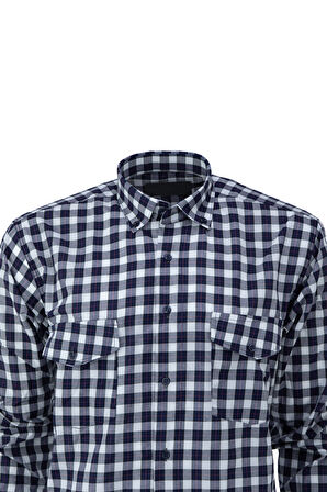 Oppland Erkek Yazlık Klasik Gömlek Kapaklı Çift Cepli Uzun Kollu Ekose Desenli Şık Model Tam Kalıp