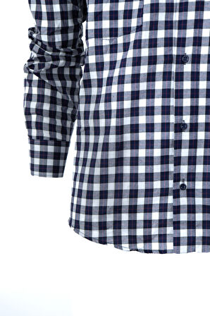 Oppland Erkek Yazlık Klasik Gömlek Kapaklı Çift Cepli Uzun Kollu Ekose Desenli Şık Model Tam Kalıp