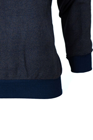 Oppland Erkek Kışlık Kazak Pamuklu Örme Düğmeli Polo Yaka Cepli Uzun Kollu Rennes Desenli Rahat