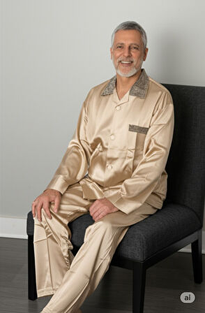 Oppland Erkek Pijama Takımı Saten Kumaş Klasik Model Cepli Rahat Tam Kalıp OPEPT25PIEROMOD89