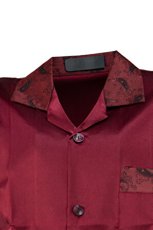 Oppland Erkek Şık Klasik Model Pijama Takımı Premium Saten Kumaş Eşsiz Model Cepli Tam Kalıp