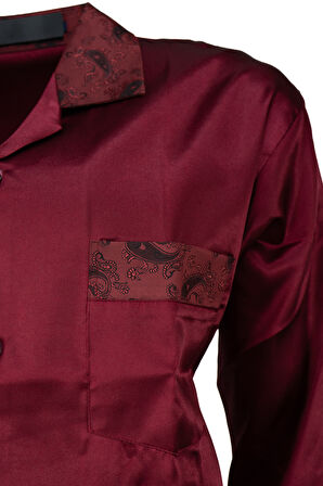 Oppland Erkek Şık Klasik Model Pijama Takımı Premium Saten Kumaş Eşsiz Model Cepli Tam Kalıp