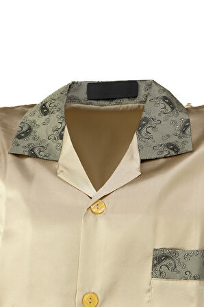 Oppland Erkek Şık Klasik Model Pijama Takımı Premium Saten Kumaş Eşsiz Model Cepli Tam Kalıp