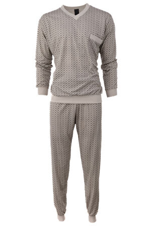 Oppland Yazlık Erkek Pijama Takımı %100 Pamuk Kumaş Modern Model Desenli V Yaka Cepli Düz Paça Rahat