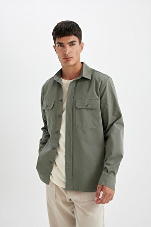 DeFacto Regular Fit Polo Yaka Pamuklu Uzun Kollu Gömlek D1060AX24AUKH496