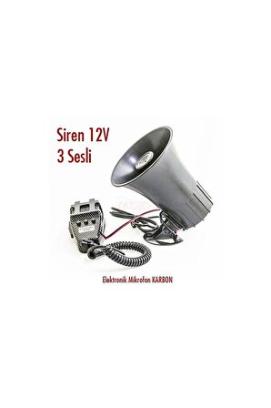 Carub Siren 12v 3 Sesli Elektronik Mikrofon Karbon Br2744001