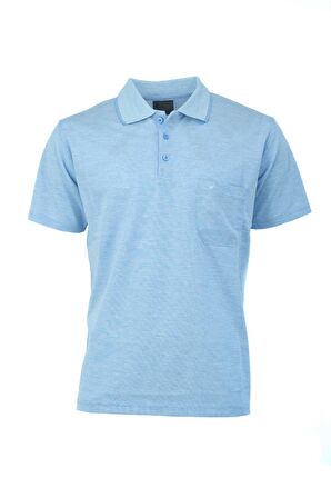 Oppland Erkek Polo Yaka Şık Kırçıl Desenli Cepli Kısa Kollu Tam Kalıp Premium Pamuklu Kumaş T-Shirt