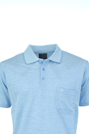 Oppland Erkek Polo Yaka Şık Kırçıl Desenli Cepli Kısa Kollu Tam Kalıp Premium Pamuklu Kumaş T-Shirt