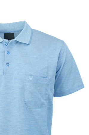 Oppland Erkek Polo Yaka Şık Kırçıl Desenli Cepli Kısa Kollu Tam Kalıp Premium Pamuklu Kumaş T-Shirt