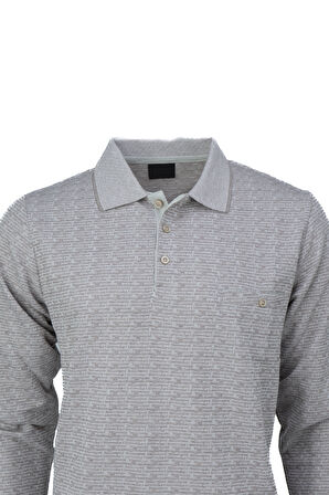 Oppland Erkek Mevsimlik Kazak Pamuklu Dokuma Düğmeli Polo Yaka Cepli Uzun Kollu Kırçıl Desenli Rahat