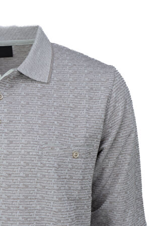 Oppland Erkek Mevsimlik Kazak Pamuklu Dokuma Düğmeli Polo Yaka Cepli Uzun Kollu Kırçıl Desenli Rahat