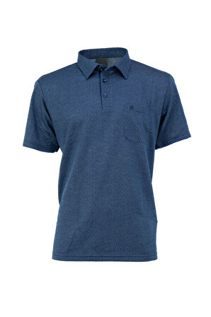 Oppland Erkek Gömlek Yaka Desenli Cepli Kısa Kollu Normal Kesim Premium Pamuklu Kumaş T-shirt